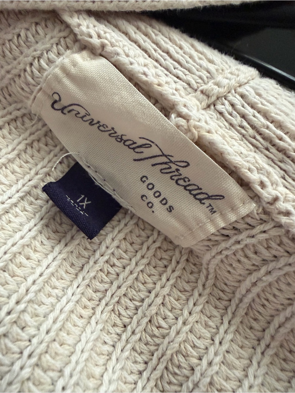 Universal Thread Open-Front Ribbed Cardigan in Light Cream - Picture 3 of 3